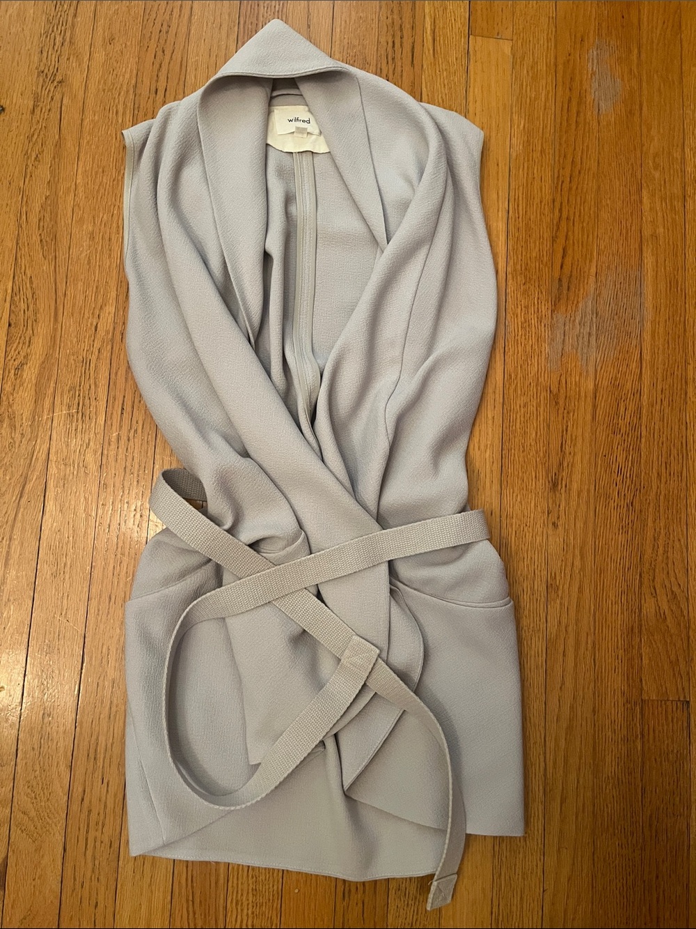 Wilfred Light Gray Sleeveless Wrap Vest with Belt